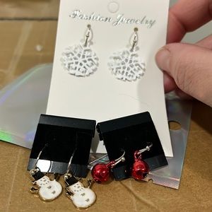 3 pair Christmas earrings